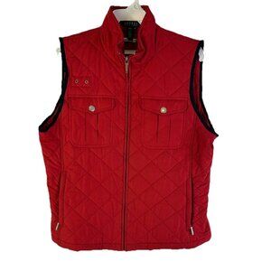 Lauren Ralph Lauren Quilted Zip Vest Jacket Red Preppy